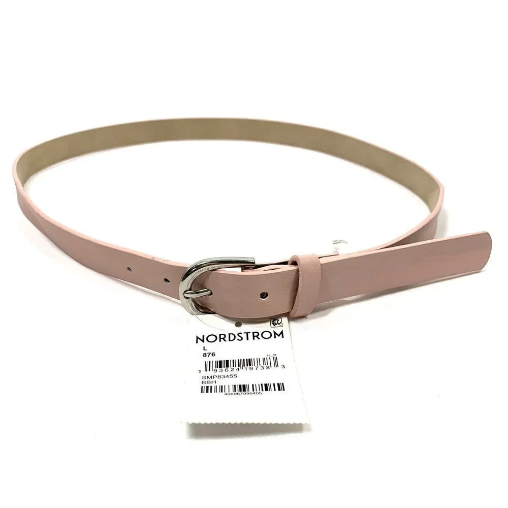 Madden Girl Belt Pale Pink Vegan Leather Silver Buckle Size Large NWT - Picture 3 of 6